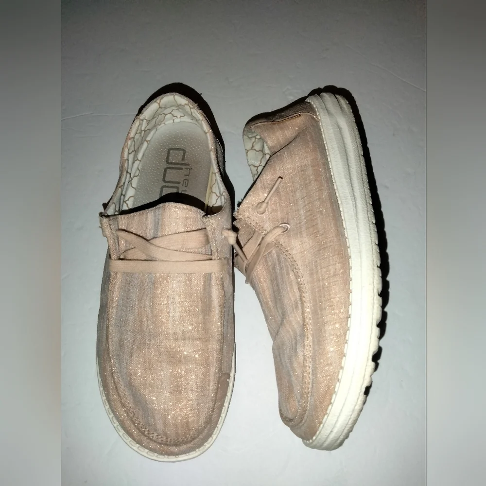 Hey Dude (Size 8) Pink Champagne Wendy Sparkle Slip-on Casual Comfort Sneakers